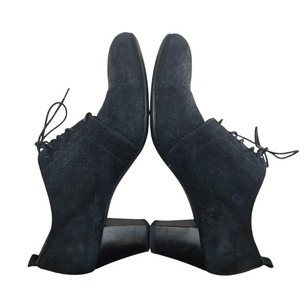 AGL Attilio Giusti Leombruni Heels Black Suede Lace Up Preppy Womens 11 41 Italy
